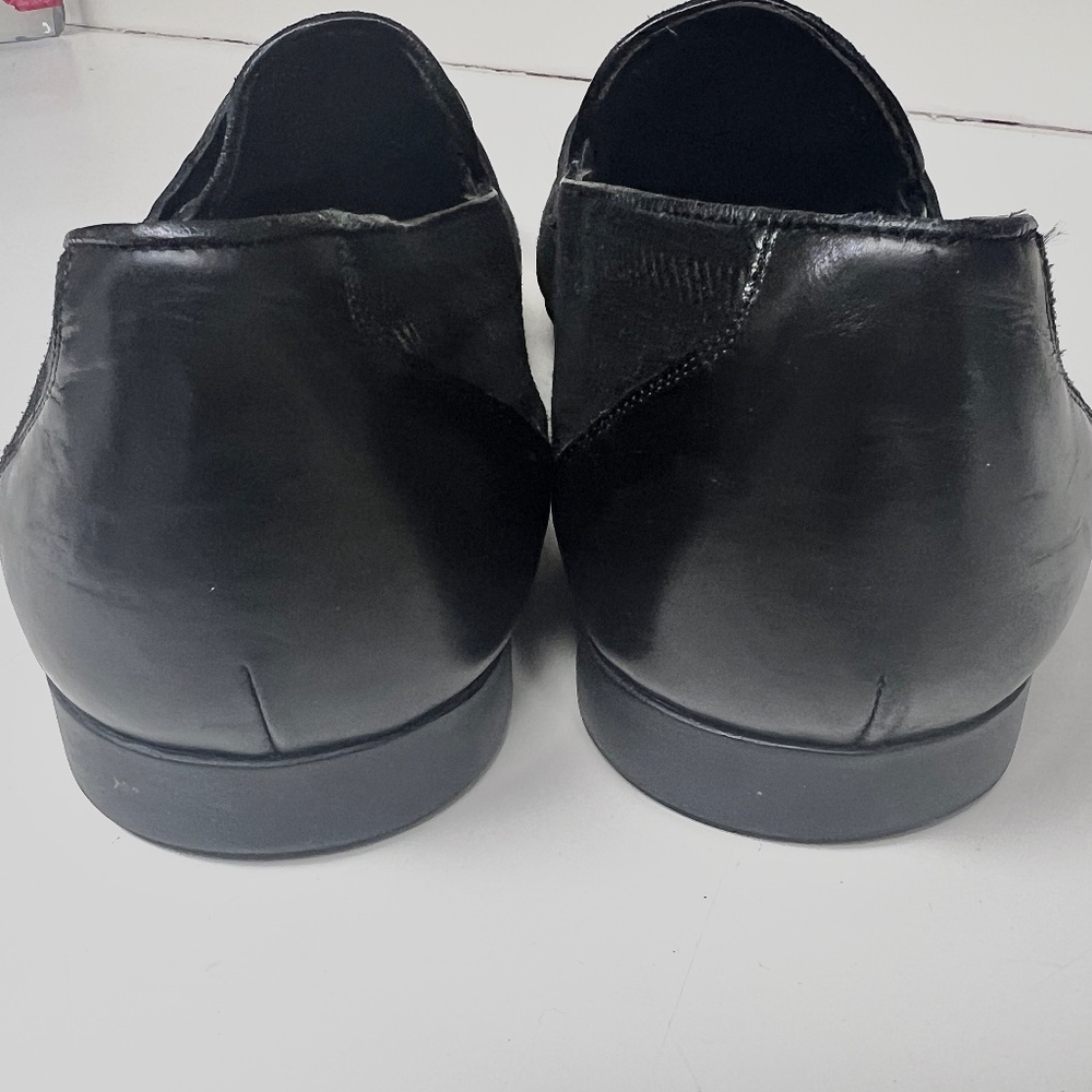 Mezlan "Rogier" 5890 Black Genuine Burnished Patterned Suede Penny Loafer 12D - Picture 9 of 12